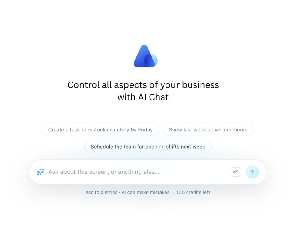 Arbeon AI command center with suggestion chips and natural language input