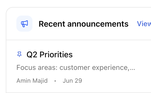 Announcements screenshot